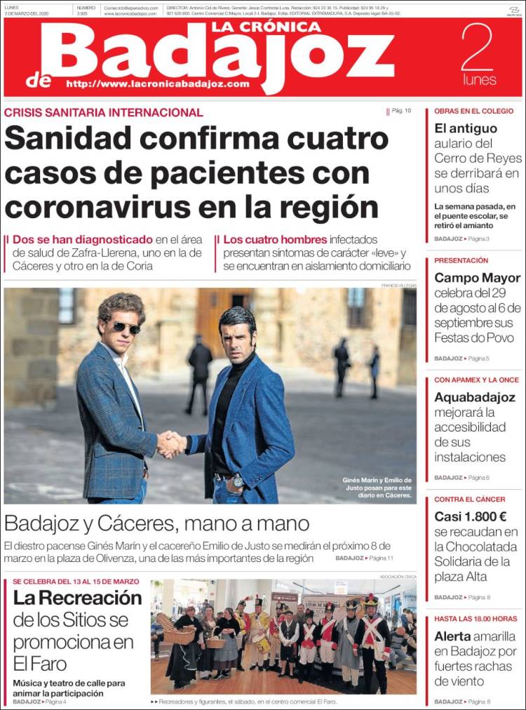 Portada de El Periódico de Extremadura (Espa&ntilde;a)