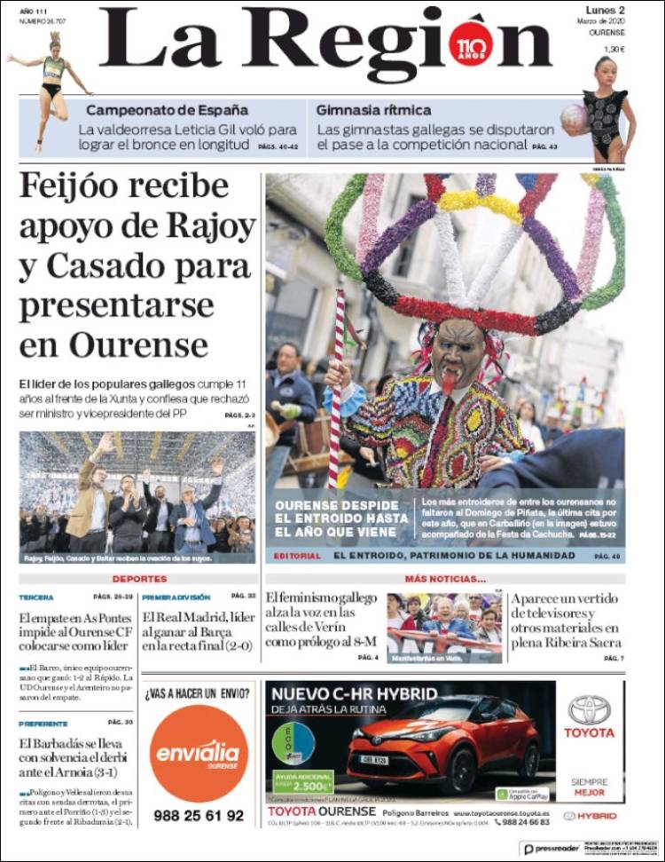 Portada de La Región de Ourense (Espa&ntilde;a)