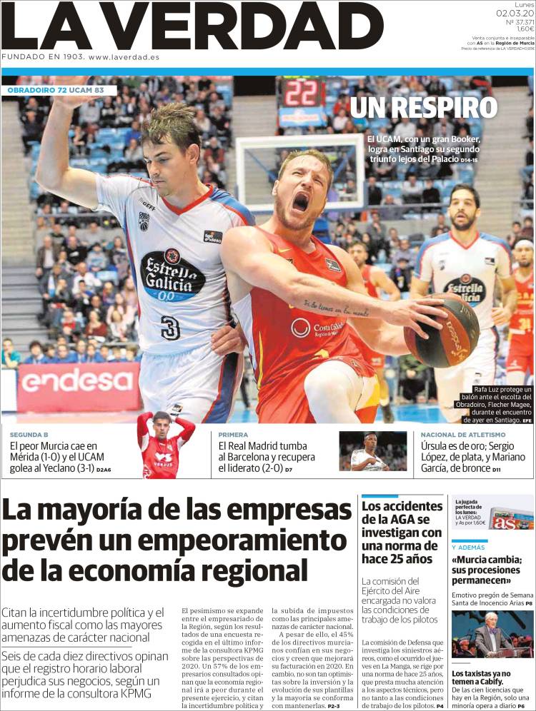 Portada de La Verdad de Murcia (Espa&ntilde;a)