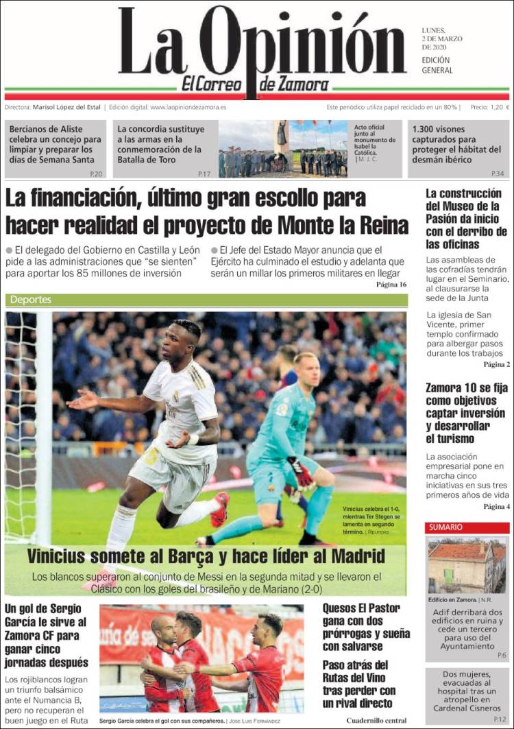 Portada de La Opinión - El Correo de Zamora (Espa&ntilde;a)