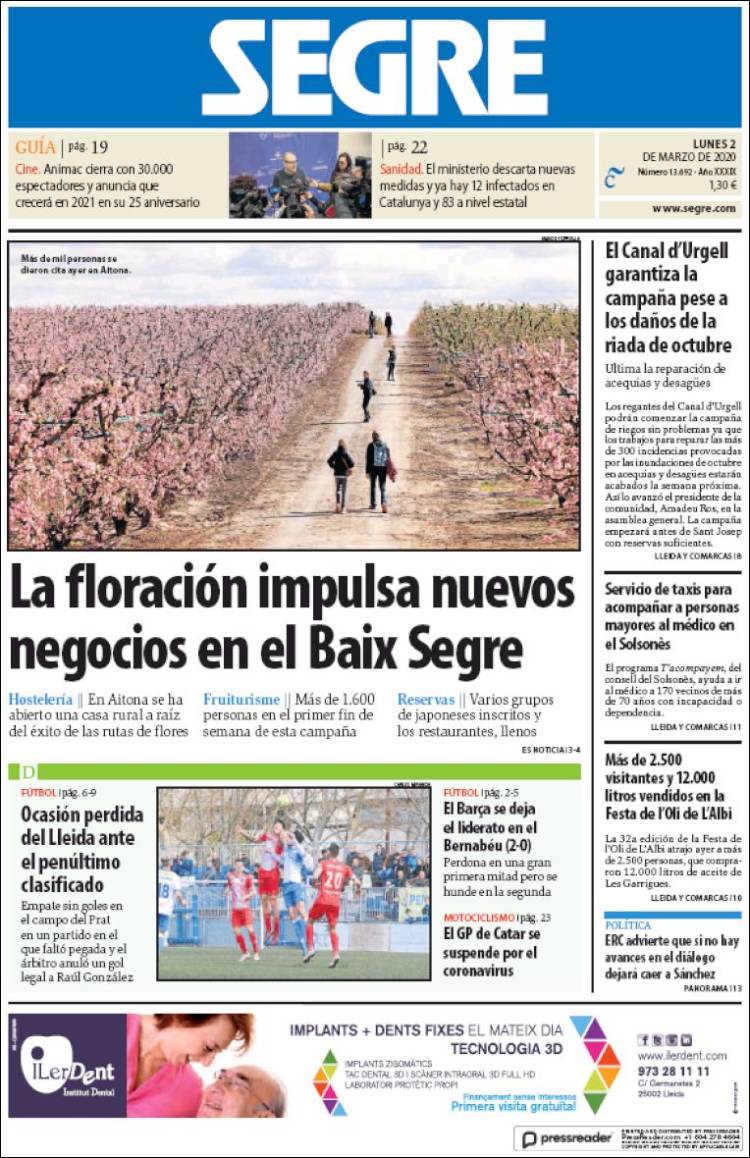 Portada de Segre  (Espa&ntilde;a)