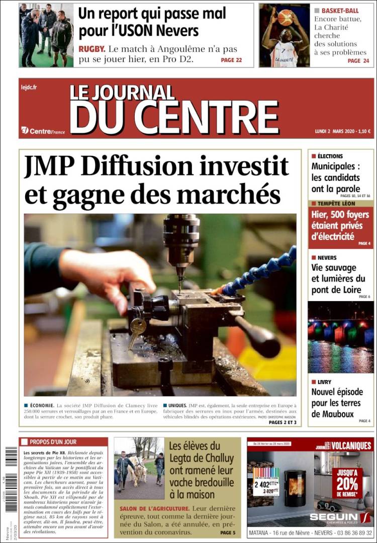 Portada de Le Journal du Centre (Francia)