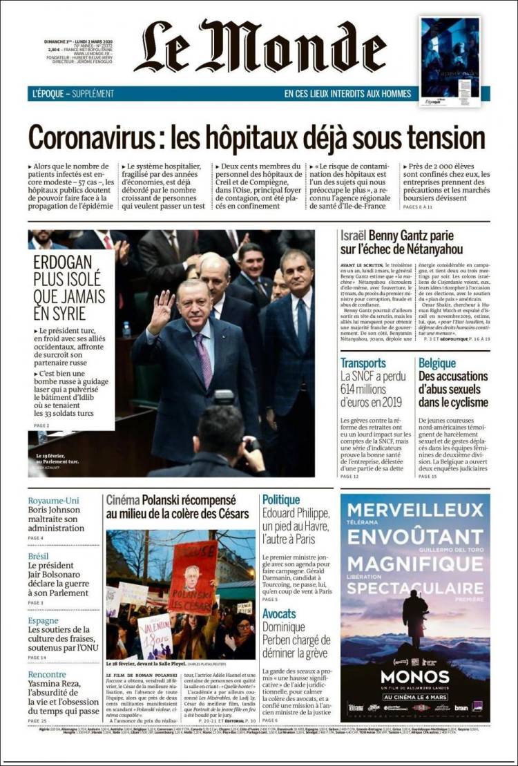 Portada de Le Monde (Francia)