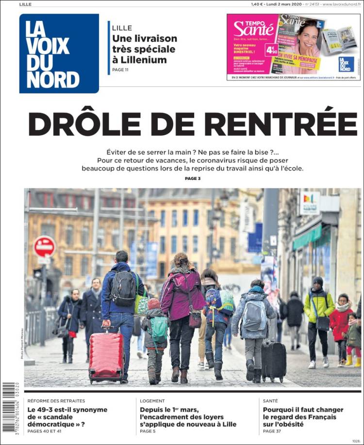 Portada de La Voix du Nord (Francia)