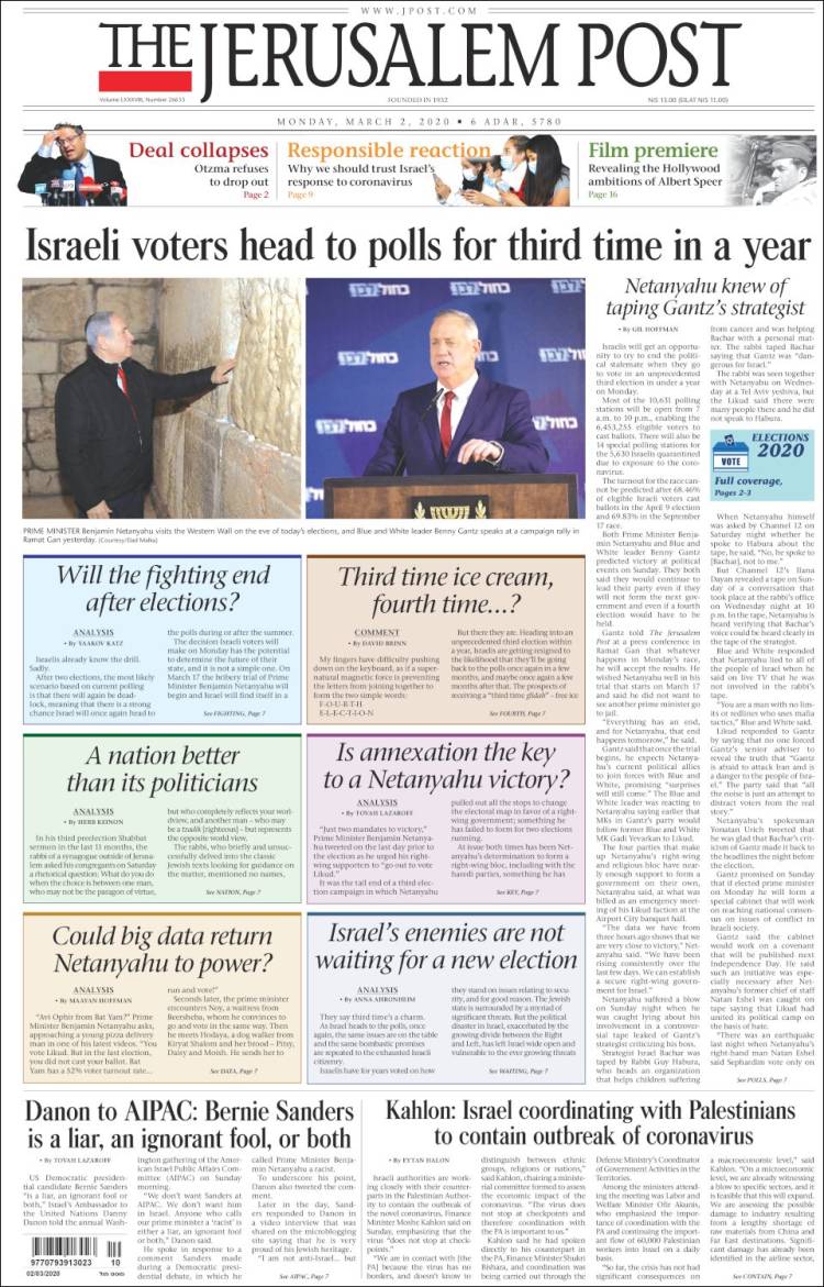 Portada de The Jerusalem Post (Israel)