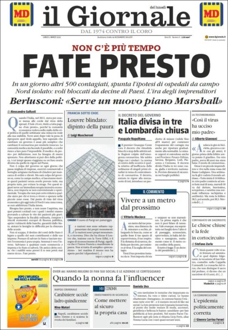 Portada de il Giornale (Italia)
