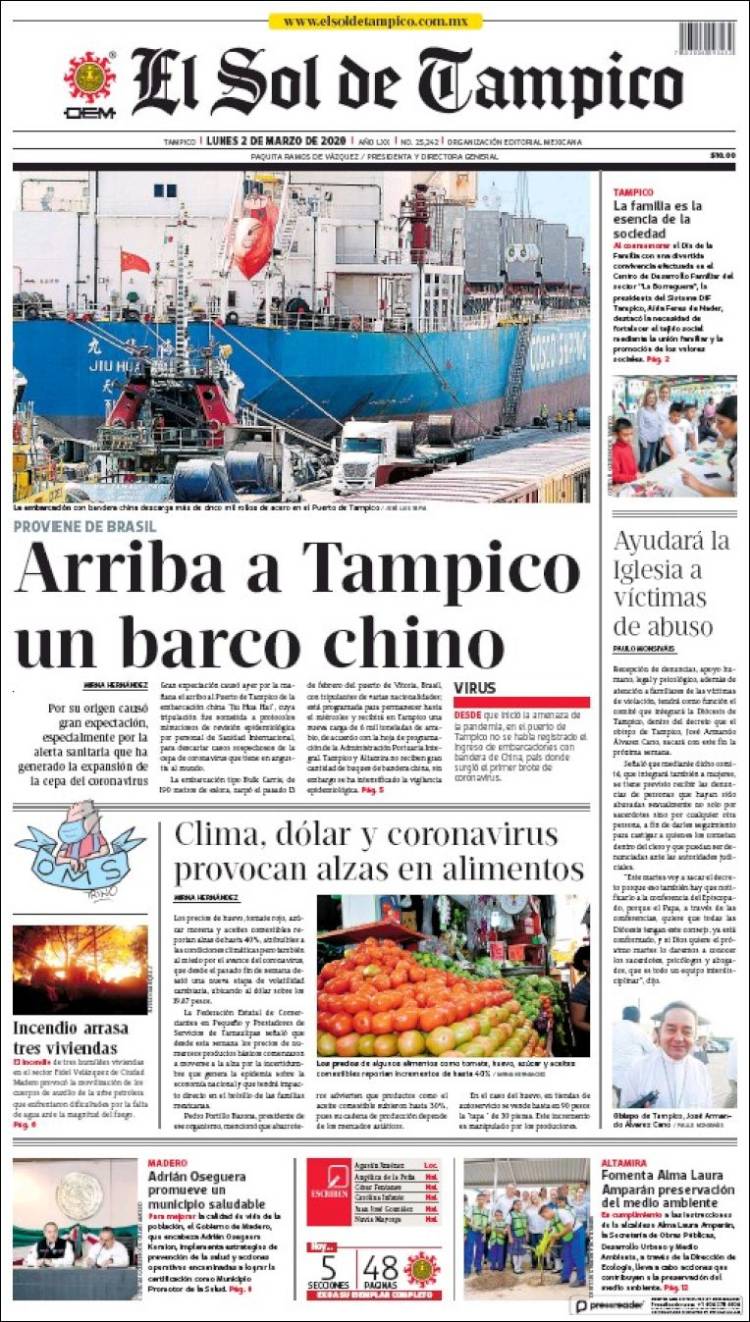 Portada de El Sol de Tampico (Mexico)