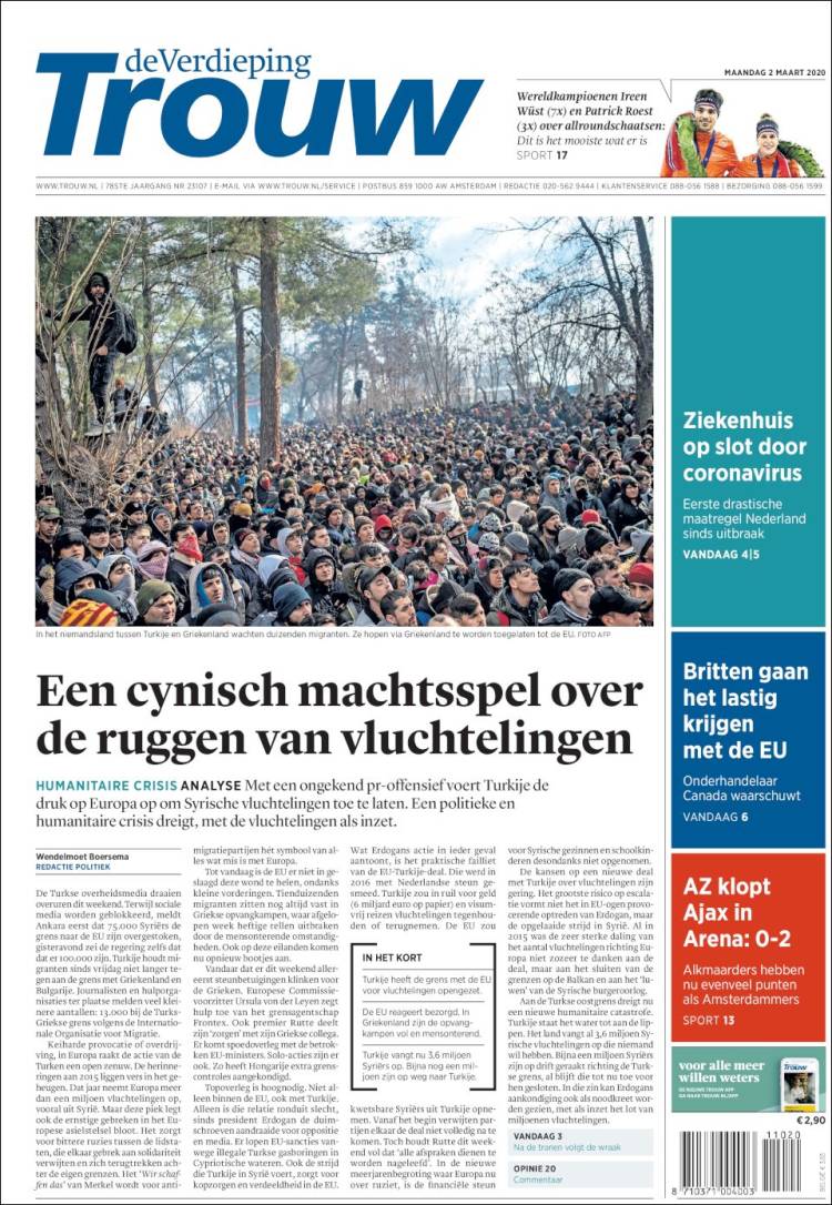 Portada de Trouw (Pa&iacute;ses Bajos)