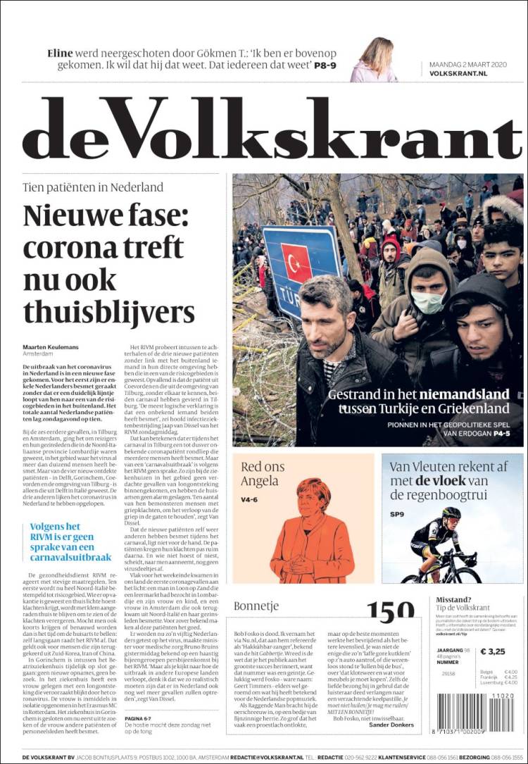 Portada de De Volkskrant (Pa&iacute;ses Bajos)