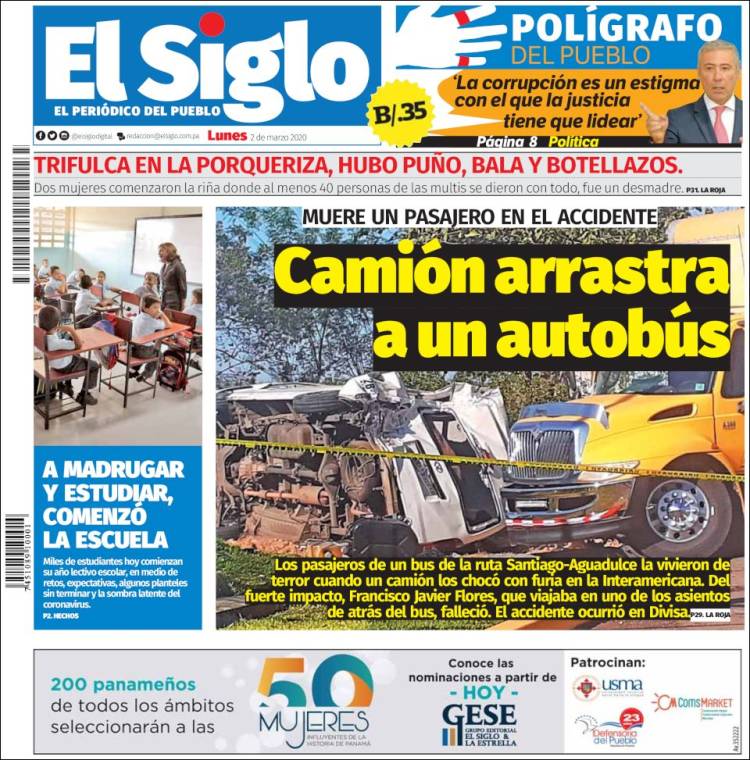 Portada de El Siglo (Panam&aacute;)
