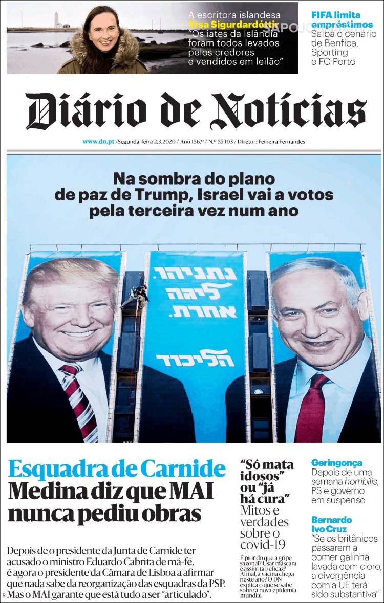 Portada de Diário de Noticias (Portugal)