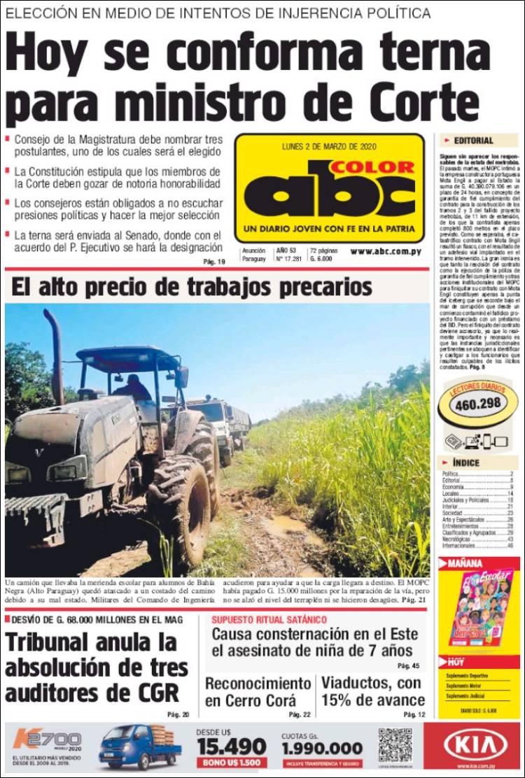 Portada de ABC Color (Paraguay)