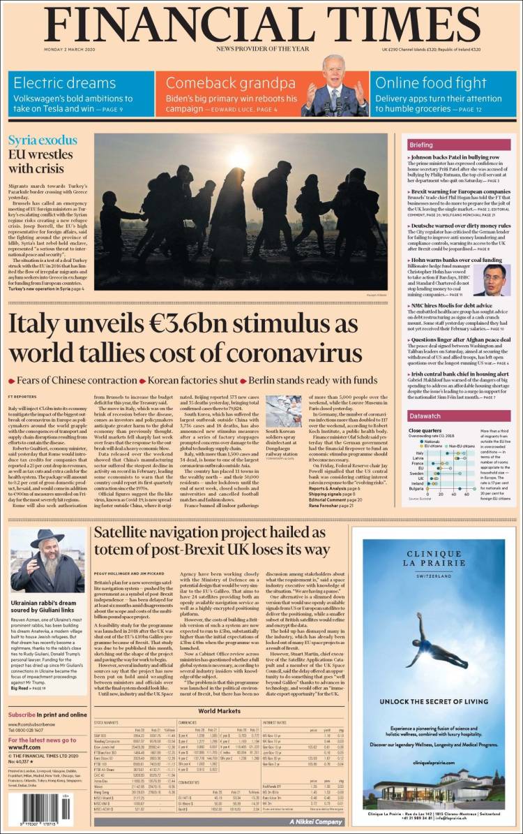 Portada de Financial Times (Reino Unido)