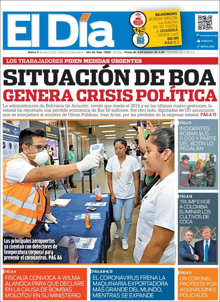 Portada de El Día (Bolivia)