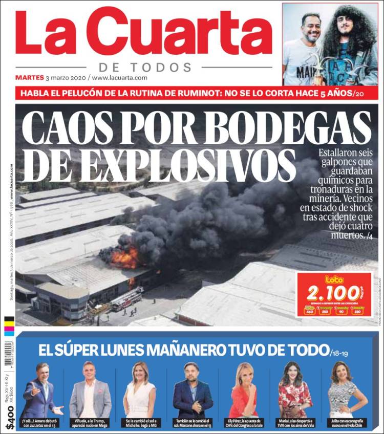 Portada de La Cuarta (Chile)