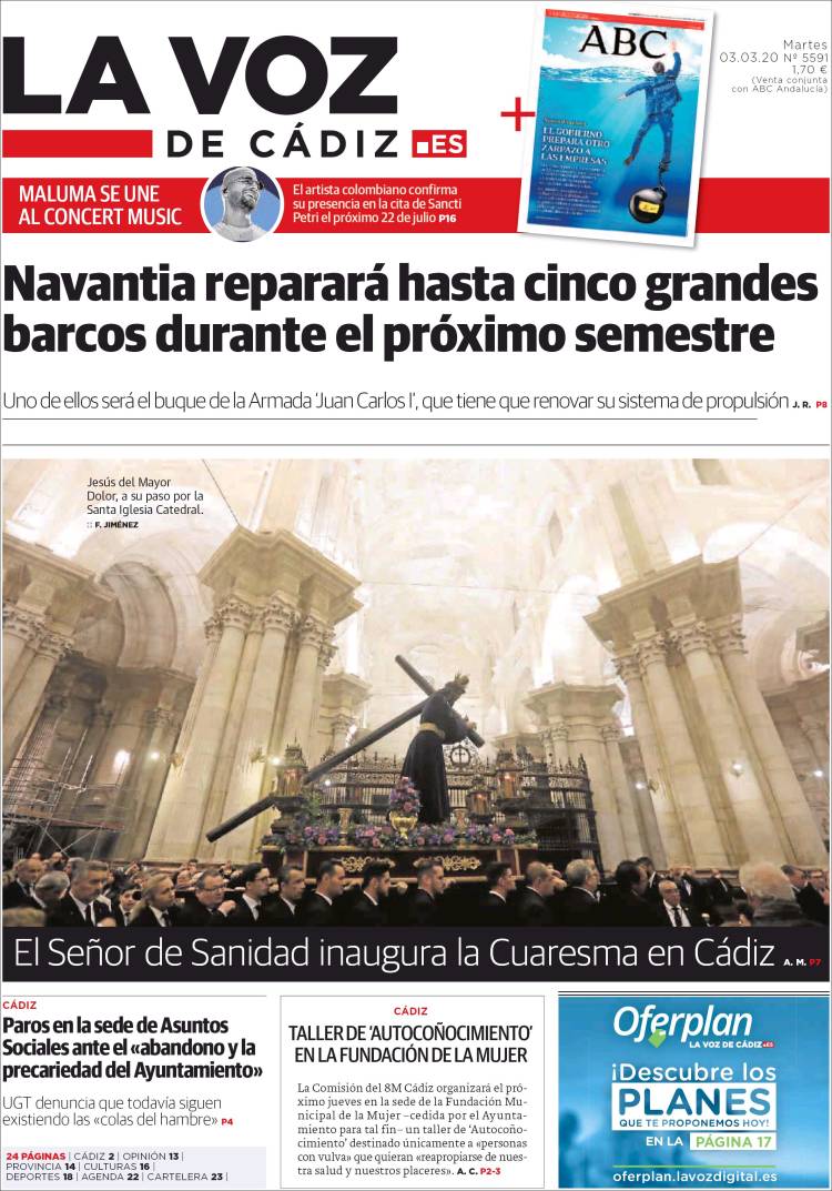 Portada de La Voz de Cádiz (Spain)