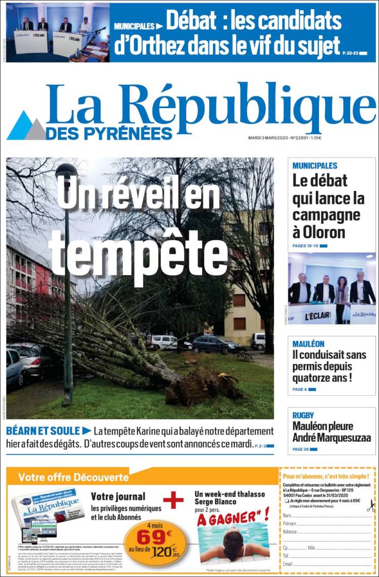 Portada de La République des Pyrénées (France)