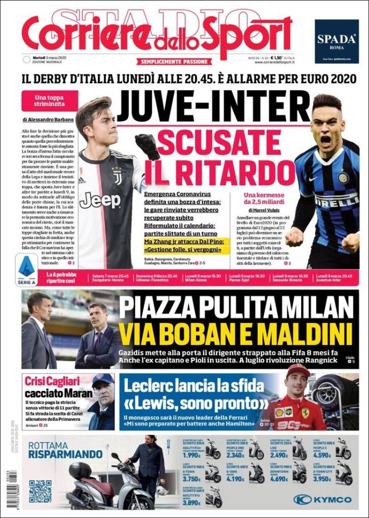 Portada de Corriere dello Sport (Italia)