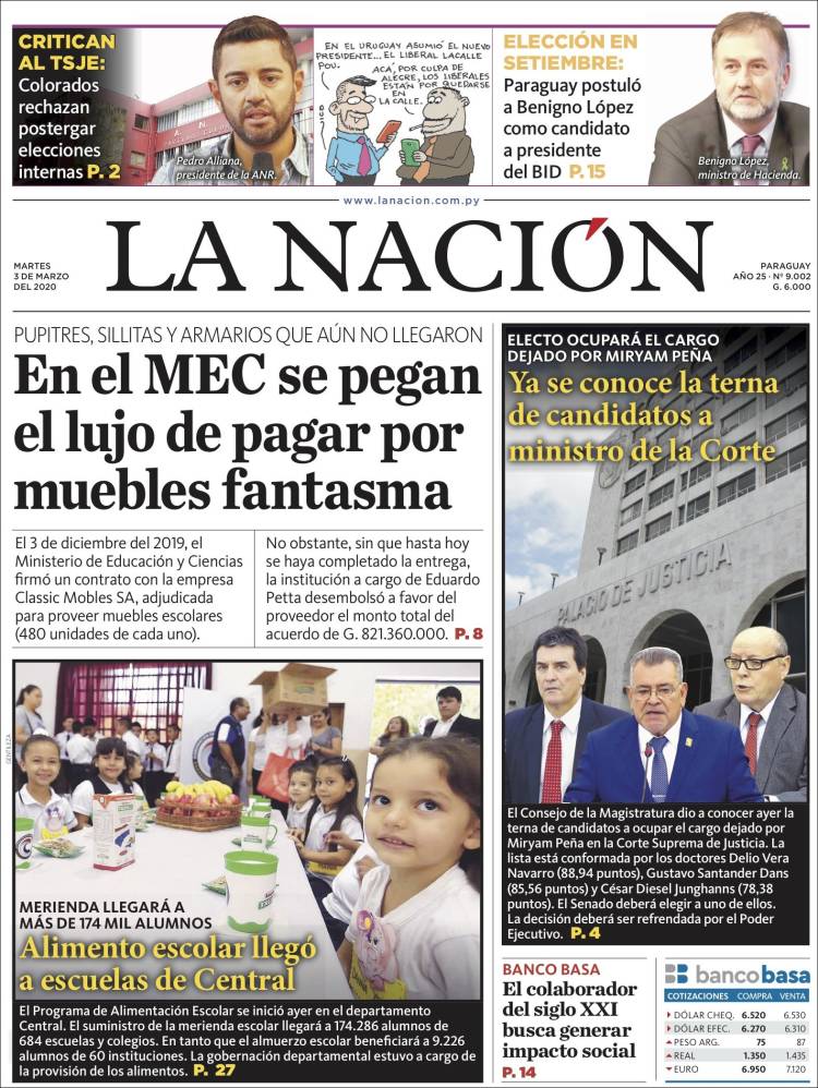 Portada de La Nación (Paraguay)