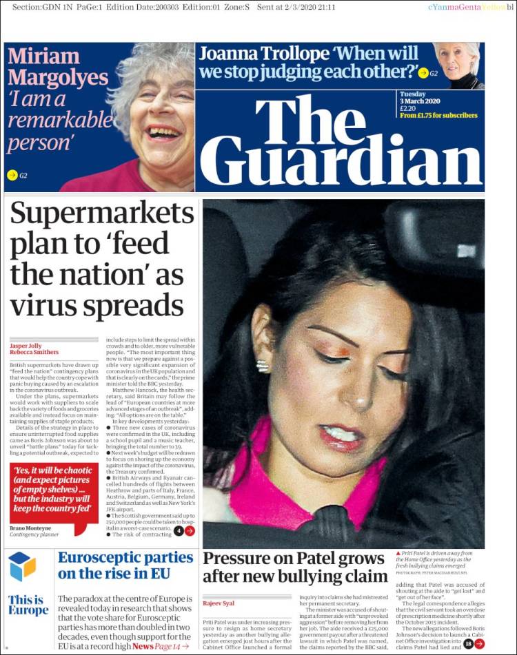Portada de The Guardian (United Kingdom)