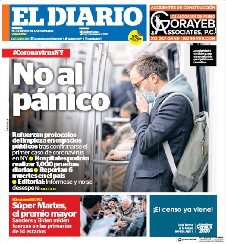 Portada de El Diario NY (USA)