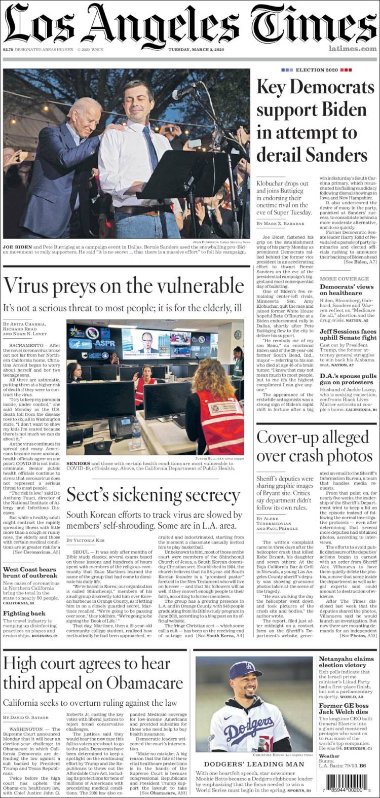 Portada de Los Angeles Times (USA)