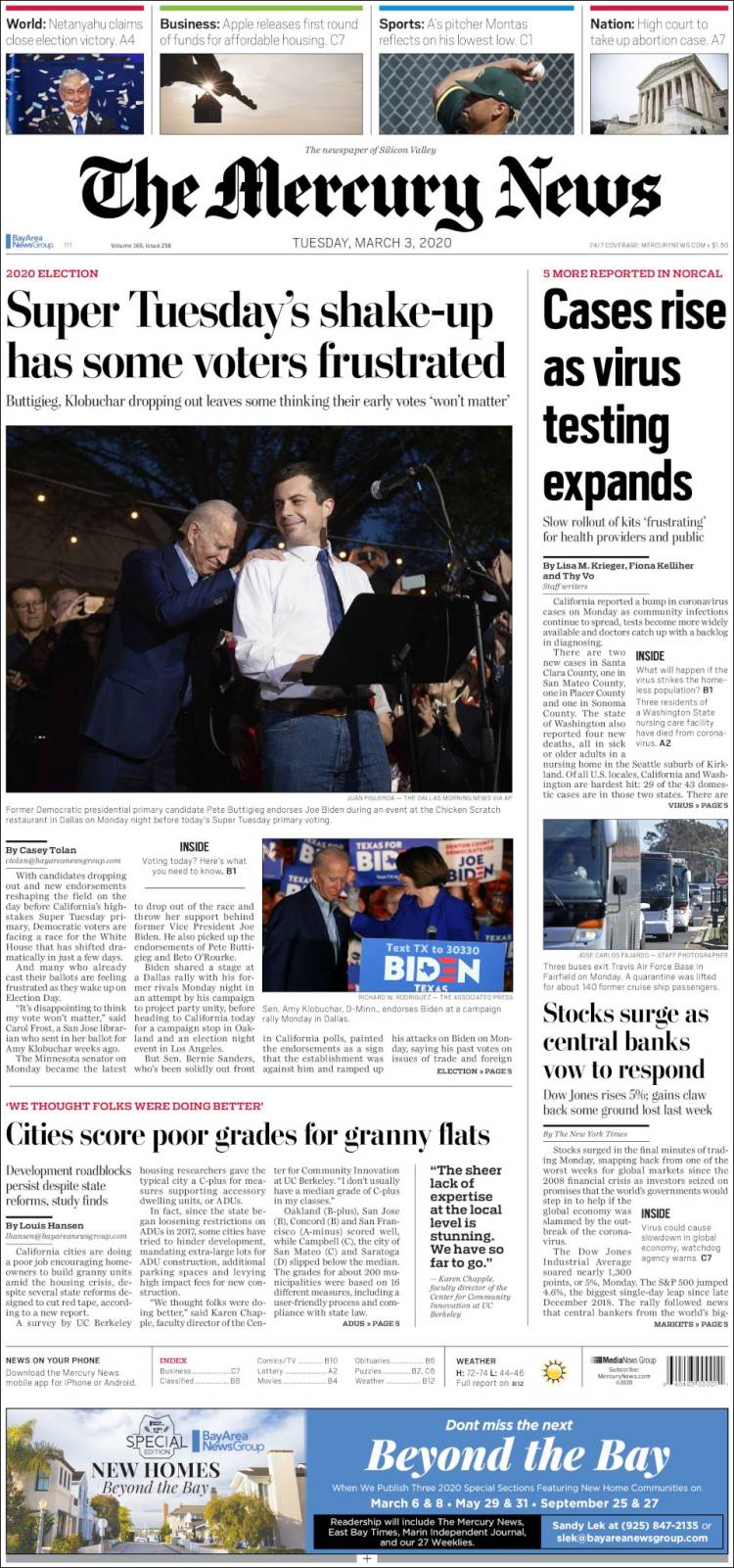 Portada de San Jose Mercury News (USA)