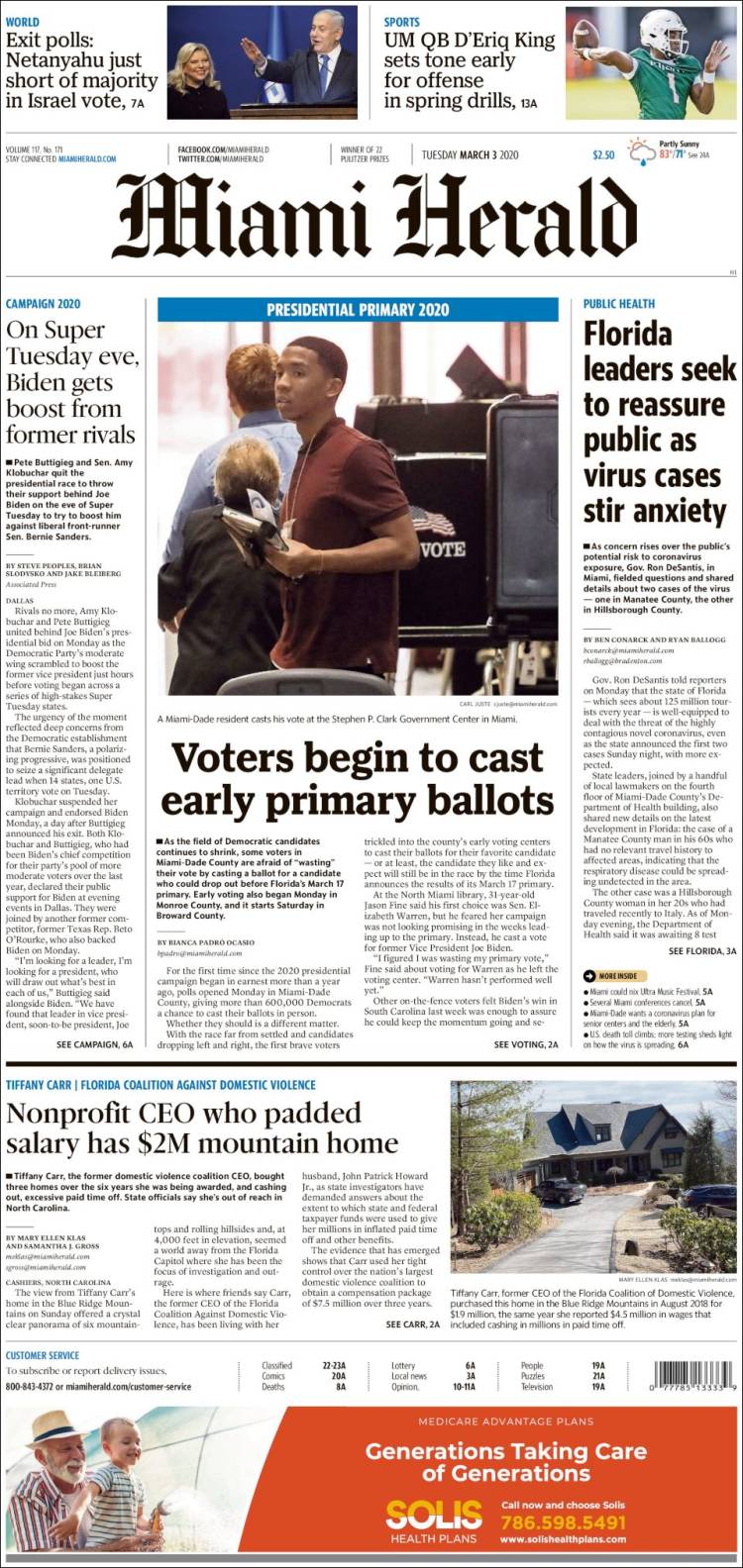 Portada de Miami Herald (USA)