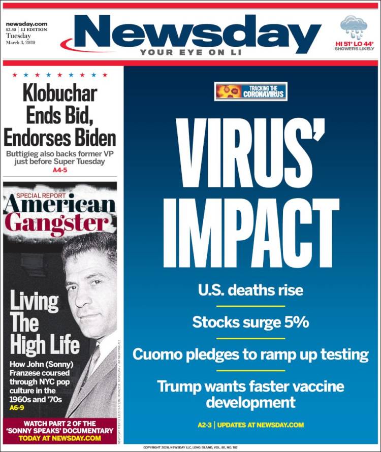 Portada de Newsday (USA)