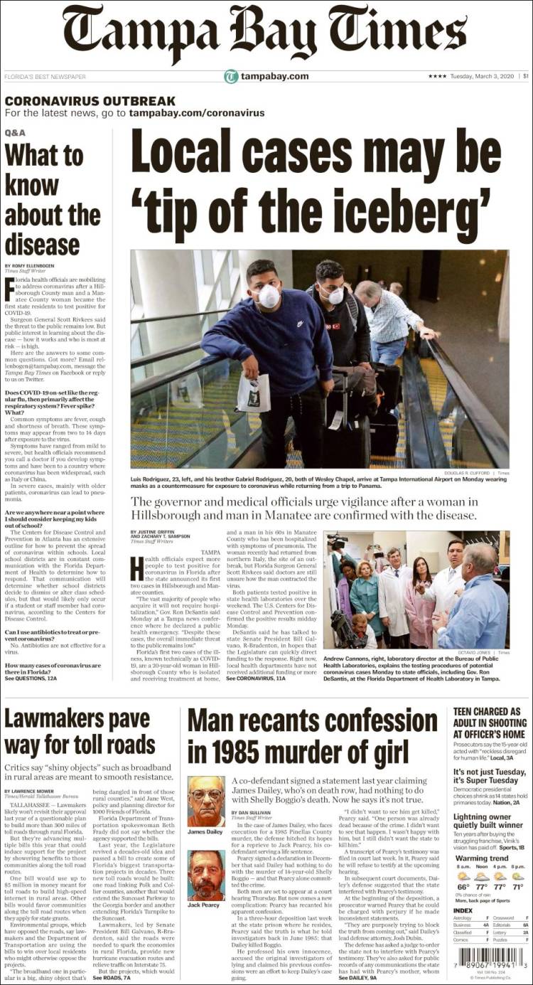 Portada de Tampa Bay Times (USA)