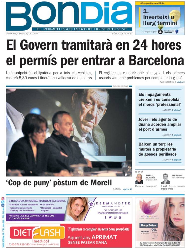 Portada de Diari Bondia (Andorra)