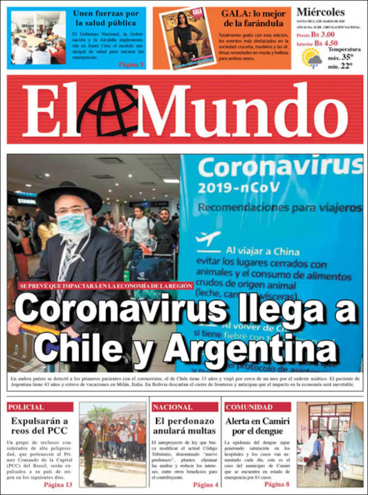 Portada de El Mundo (Bolivia)