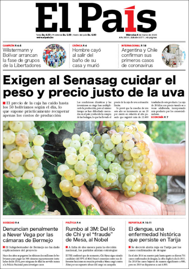Portada de El País (Bolivia)