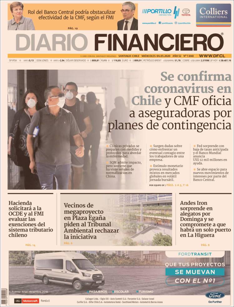 Portada de Diario Financiero (Chile)