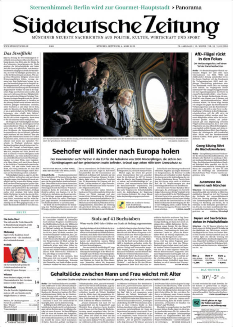 Portada de Sueddeutsche (Alemania)