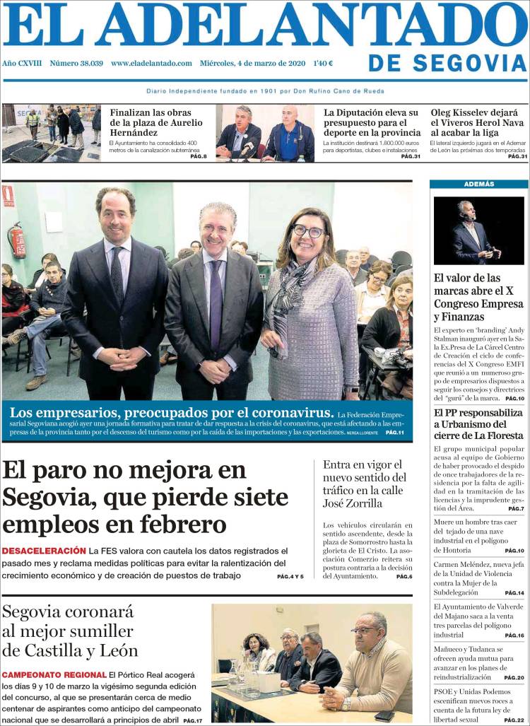 Portada de El Adelantado de Segovia (España)