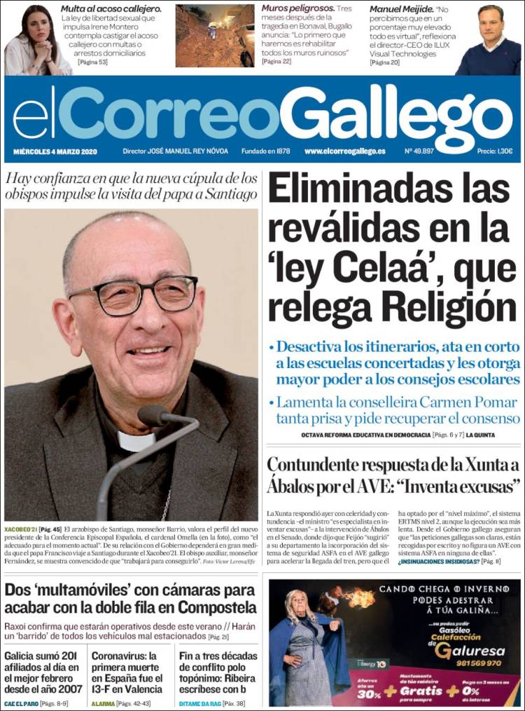 Portada de El Correo Gallego (España)