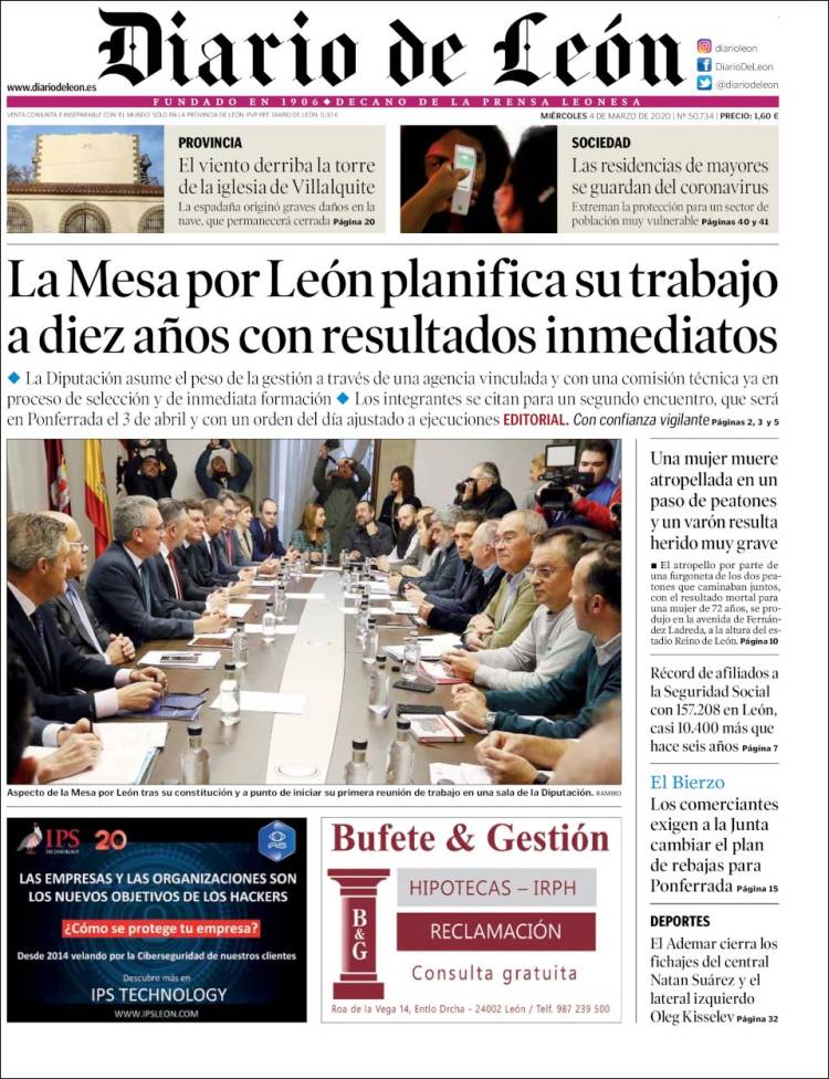 Portada de Diario de León (España)