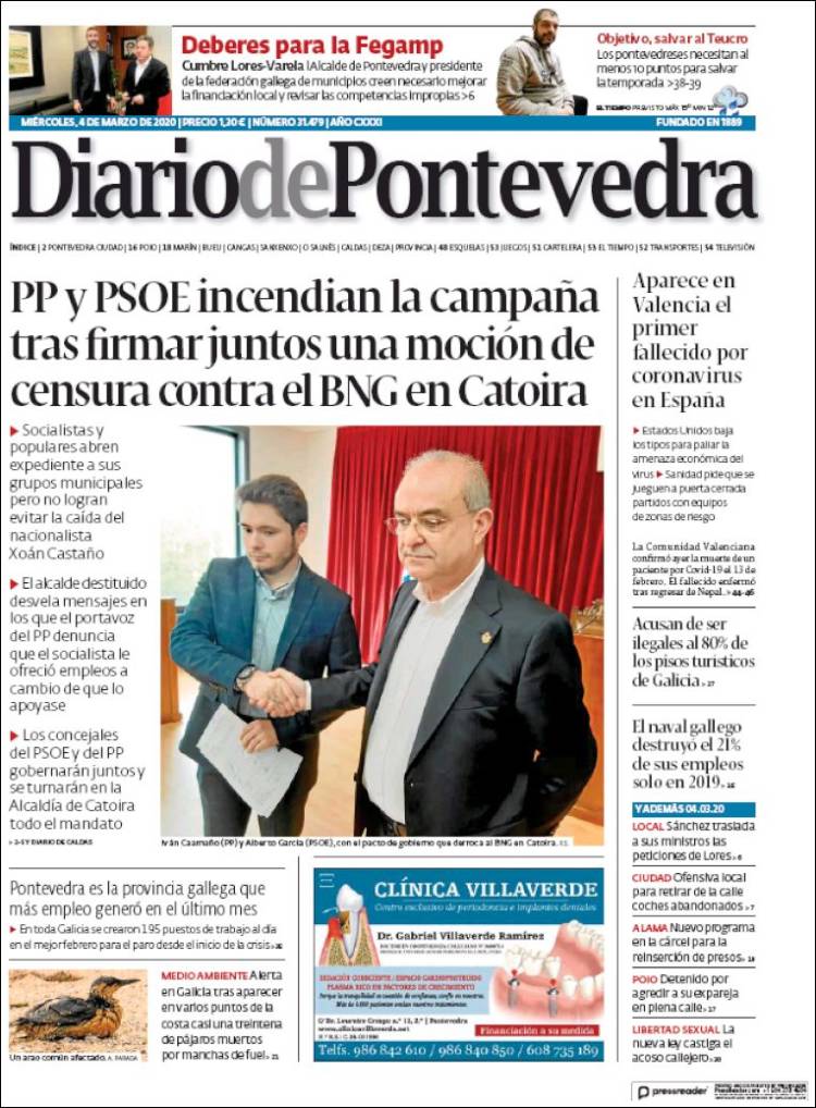 Portada de Diario de Pontevedra (España)
