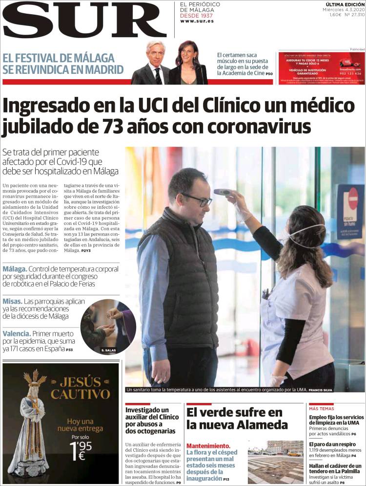 Portada de Diario el Sur (España)