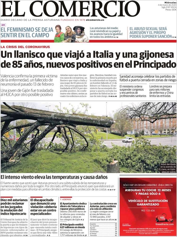 Portada de El Comercio (España)