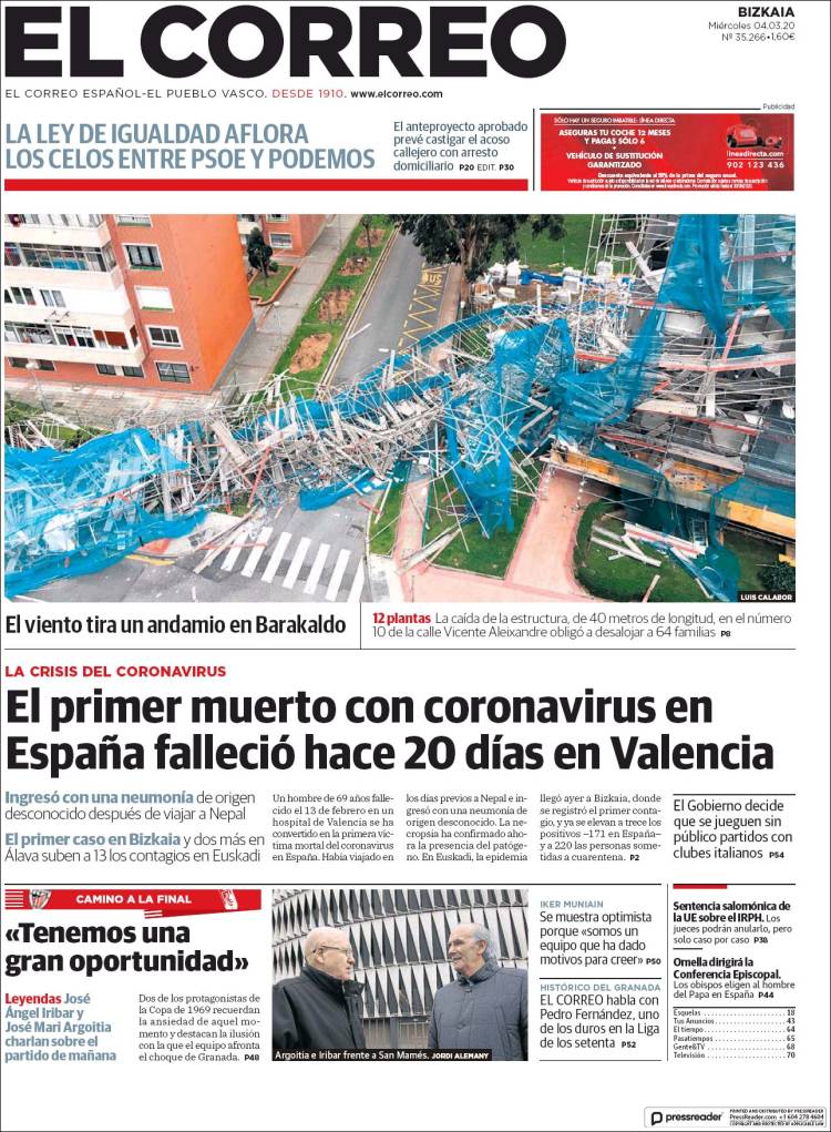 Portada de El Correo (España)