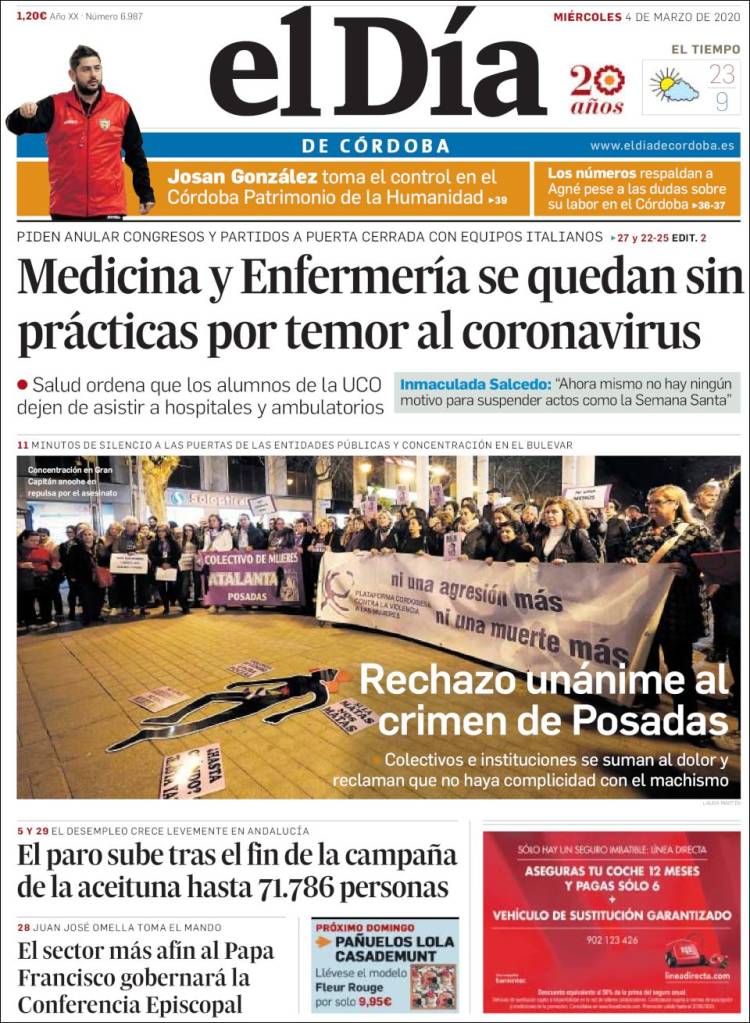 Portada de El Día de Córdoba (España)