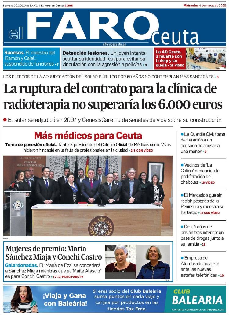 Portada de El Faro de Ceuta (España)