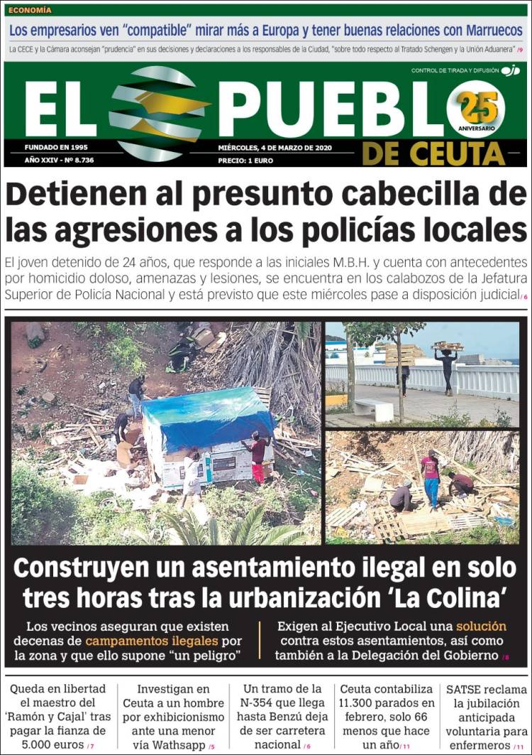 Portada de El Pueblo de Ceuta (España)
