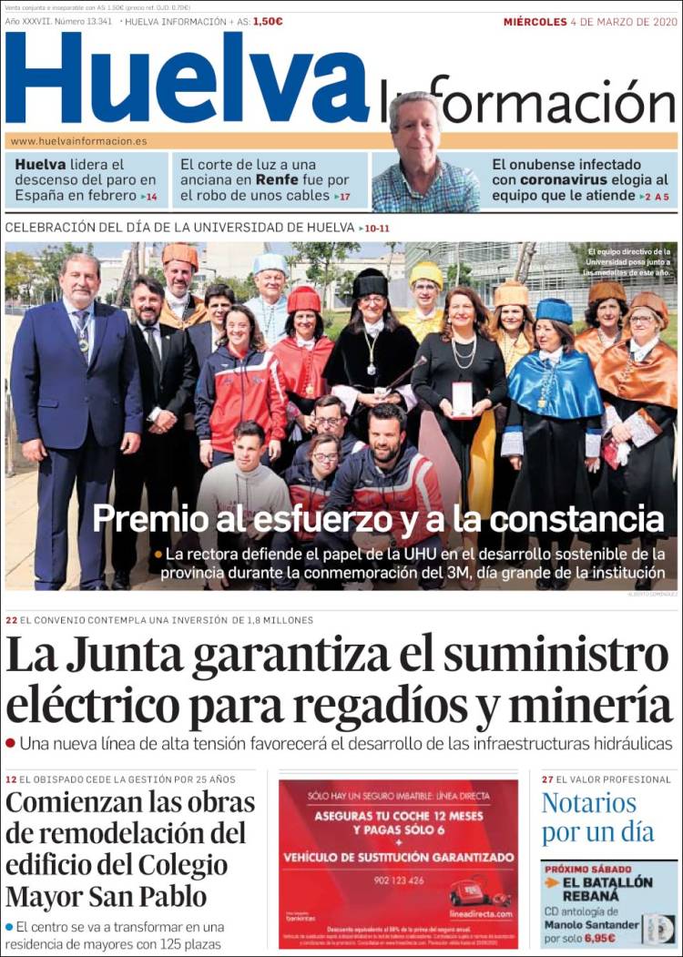Portada de Huelva Información (España)