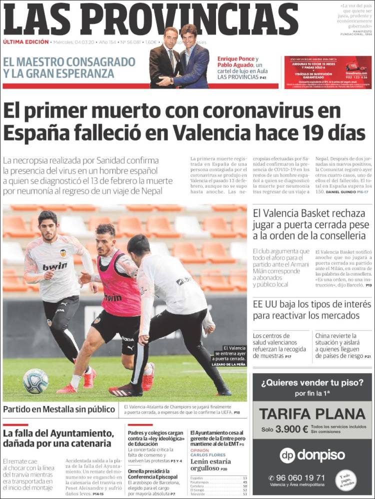 Portada de Las Provincias (España)