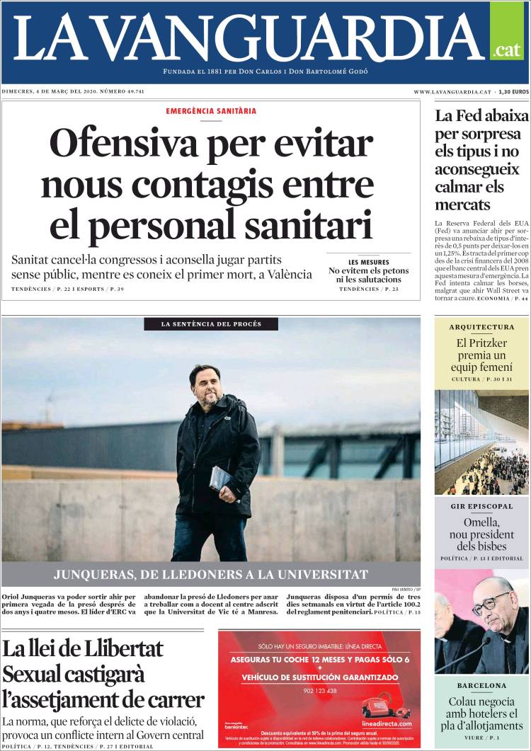 Portada de La Vanguardia (España)