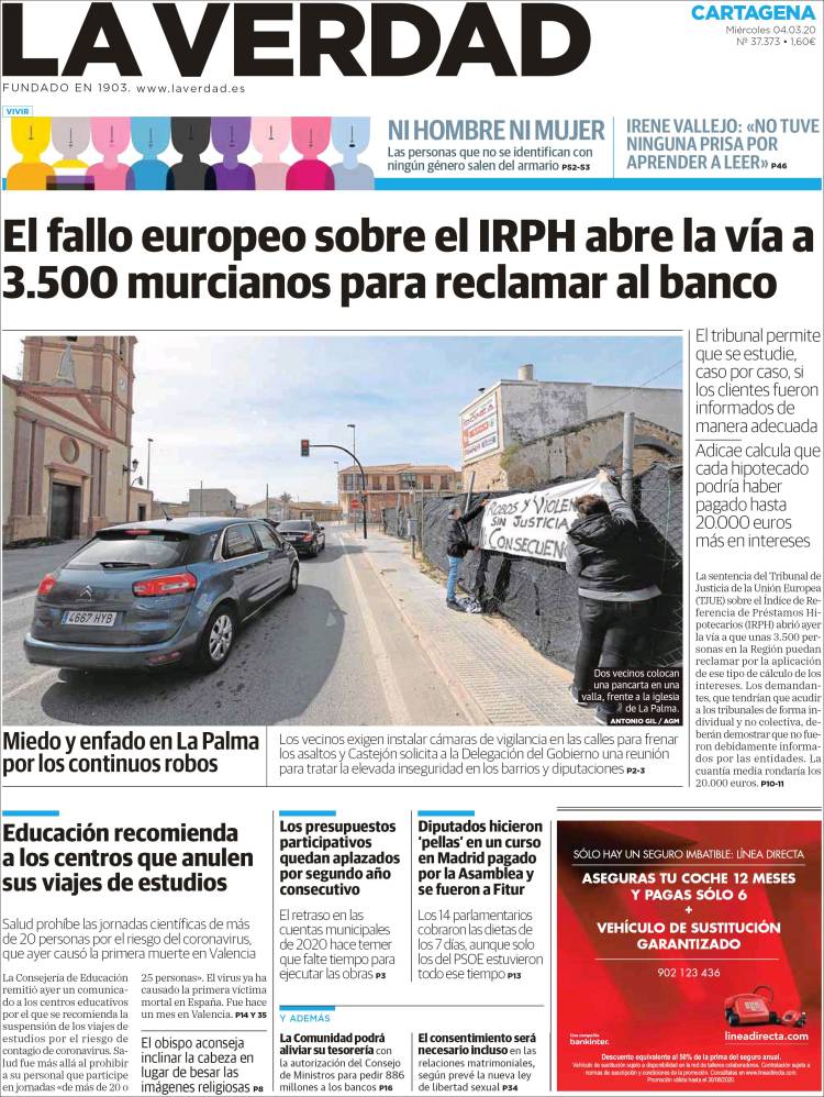Portada de La Verdad de Cartagena (España)
