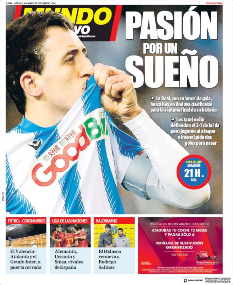 Portada de Mundo Deportivo Gipuzkoa (España)